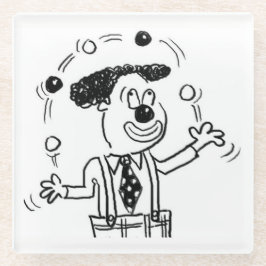 Posavasos De Vidrio Glass Coaster with a Clown Juggler Juggling