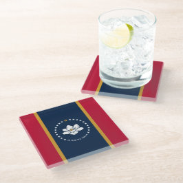 Posavasos De Vidrio Glass coaster with flag of Mississippi State, USA