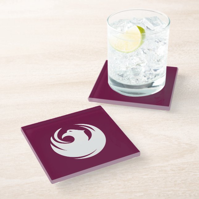 Posavasos De Vidrio Glass coaster with flag of Phoenix, Arizona (Angular)