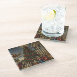 Posavasos De Vidrio Glass Nativity Christmas Santa Table Coaster