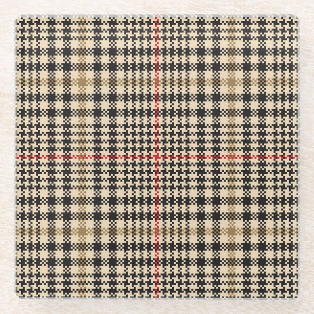 Posavasos De Vidrio Glen Check Plaid Pixel Art (Anverso)