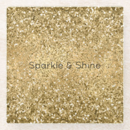 Posavasos De Vidrio Glitzy Gold Glam Purpurina Sparkle