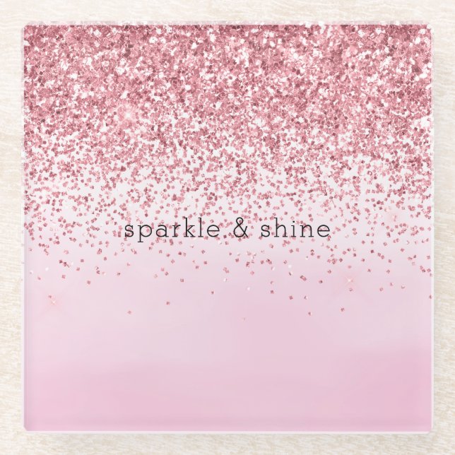 Posavasos De Vidrio Glitzy Sparkle Purpurina (Anverso)