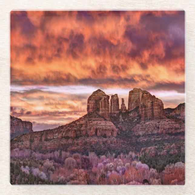 Posavasos De Vidrio Gloria de la Mañana Rosa (Anverso)