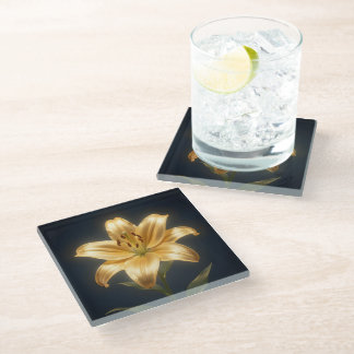 Posavasos De Vidrio Glowing golden lily flower