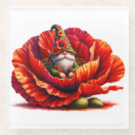 Posavasos De Vidrio Gnome de jardín de acuarela caprichosa