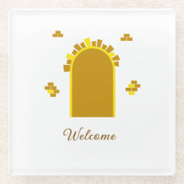 Posavasos De Vidrio  Golden Archway Portal – Minimalist Abstract