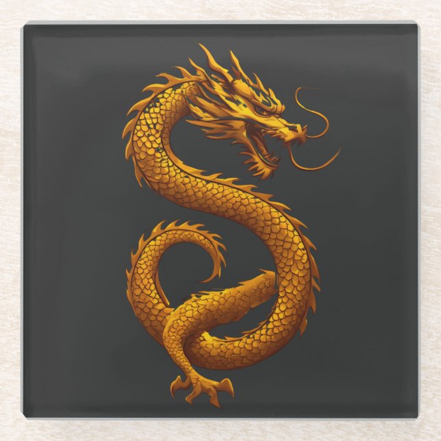 Posavasos De Vidrio Golden Dragon (Anverso)