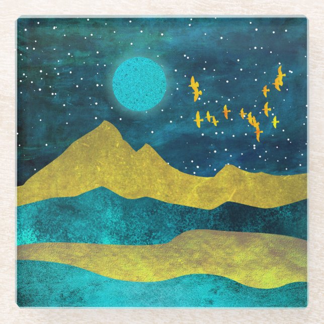 Posavasos De Vidrio Golden Flock (Anverso)