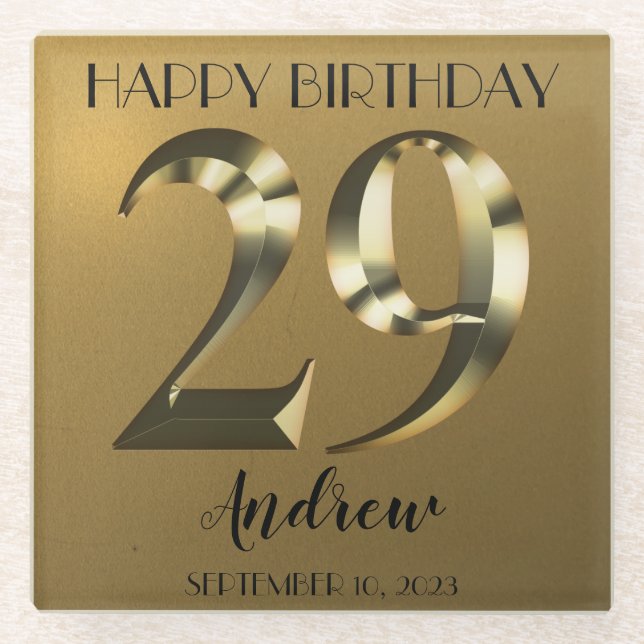 Posavasos De Vidrio Golden metálico de 29 años (Anverso)