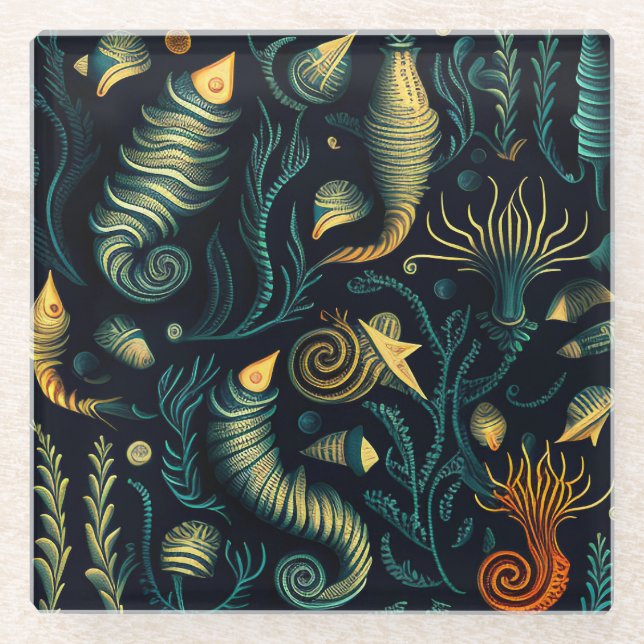 Posavasos De Vidrio Golden Reefs (Anverso)
