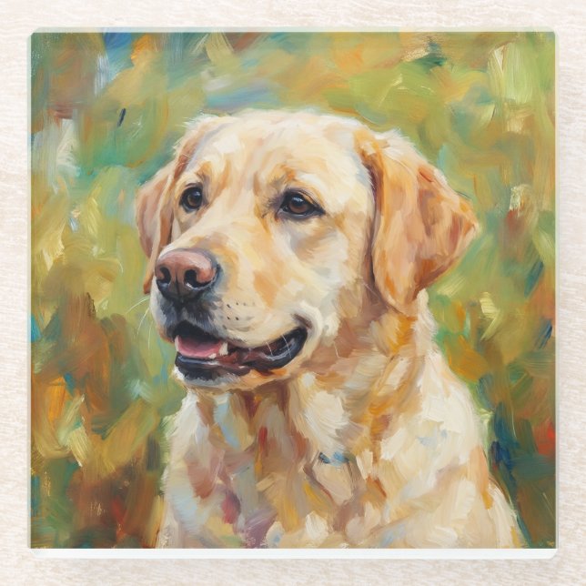 Posavasos De Vidrio Golden Retriever Glass Coasters for Dog Lovers (Anverso)