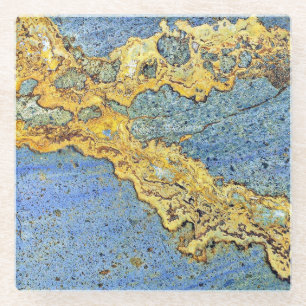Posavasos De Vidrio Golden Strata Stone Blue Modern