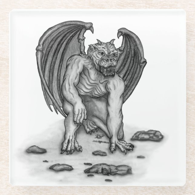 Posavasos De Vidrio Golem Gargoyle (Anverso)