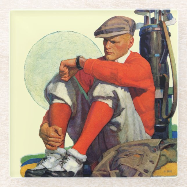 Posavasos De Vidrio Golfer siguió esperando (Anverso)