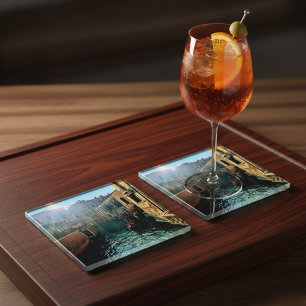 Posavasos De Vidrio Góndola del Canal de Venecia Fotografía de Arquite
