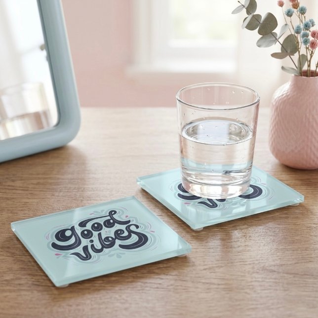 Posavasos de Vidrio Good Vibes (Subido por el creador)