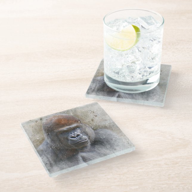 Posavasos De Vidrio Gorilla Face Jungla (Angular)