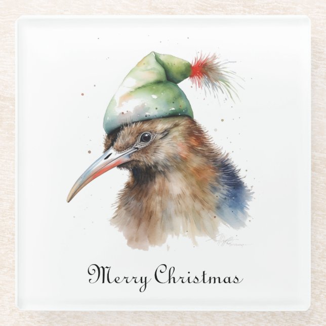 Posavasos De Vidrio Gorra elfo Navidad, personalizado (Anverso)