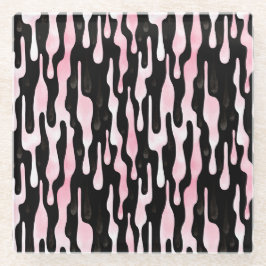 Posavasos De Vidrio Gotear Negro Rosa