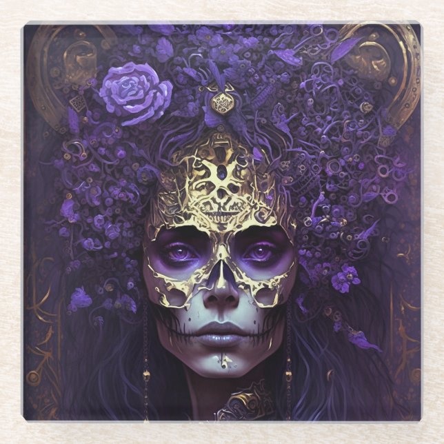 Posavasos De Vidrio Gótico Queen Fantasy Art Glass (Anverso)