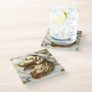 Posavasos De Vidrio Gracetable Golden Retriever Marble Aesthetic