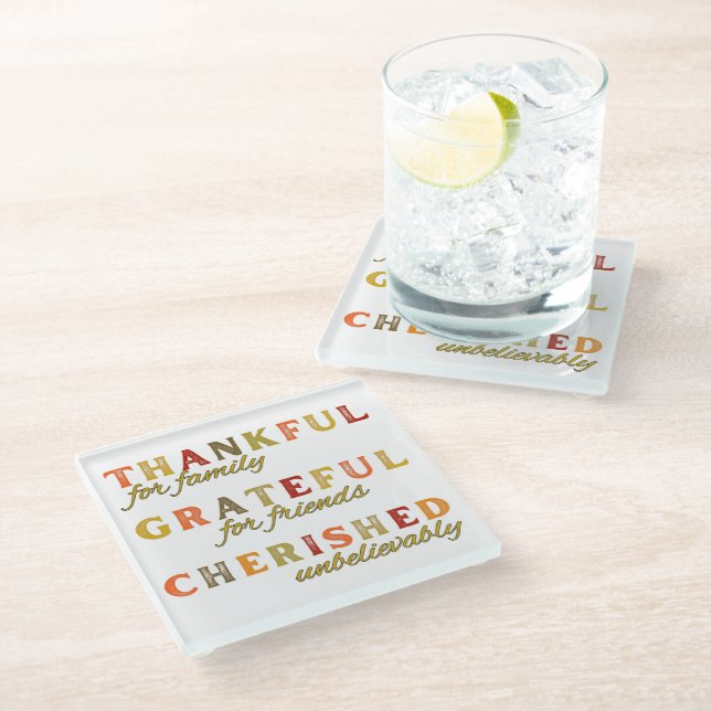 Posavasos De Vidrio Gracias por la familia y amigos (Angular)