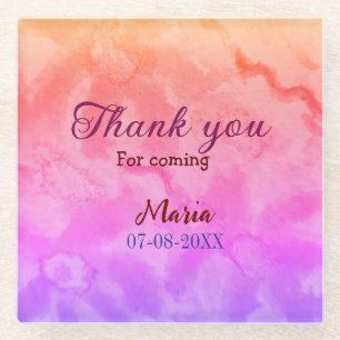 Posavasos De Vidrio Gracias por la próxima fiesta de cumpleaños fecha 