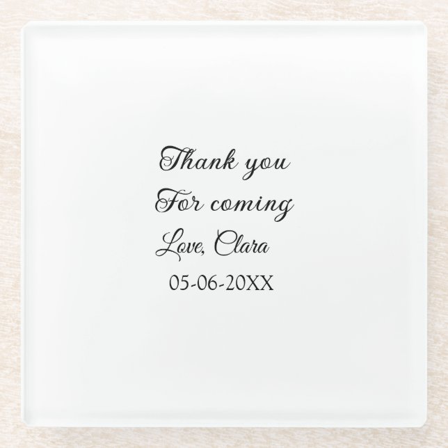 Posavasos De Vidrio gracias por venir mensaje de texto nombre  (Anverso)