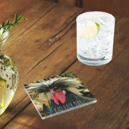 Posavasos De Vidrio Gracioso meme de pollo en el Día del Pelo Malo