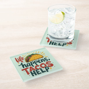 Posavasos De Vidrio Gracioso Taco Lover Fiesta Foodie Humor Art