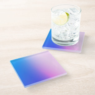 Posavasos De Vidrio Gradiente azul, púrpura, rosa y blanco de personal