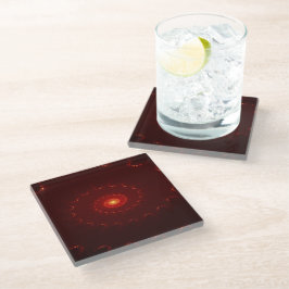 Posavasos De Vidrio Gradiente De Swirl Fiery Red Sparkle