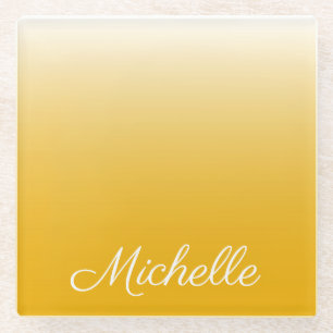 Posavasos De Vidrio Gradiente personalizado amarillo oscuro