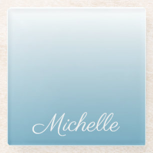 Posavasos De Vidrio Gradiente personalizado de color azul angelado