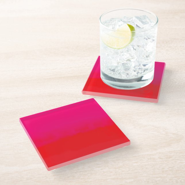 Posavasos De Vidrio Gradiente rosa y naranja (Angular)