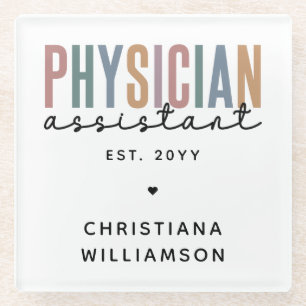Posavasos De Vidrio Graduación personalizada de asistente médico PA