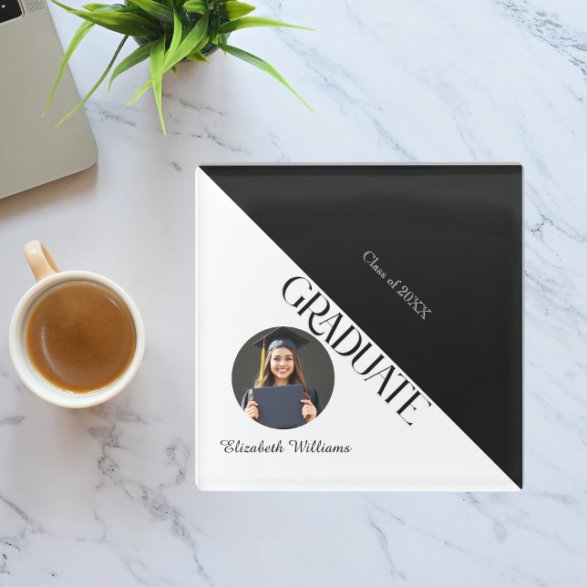 Posavasos De Vidrio Graduación simple en blanco y negro (Subido por el creador)