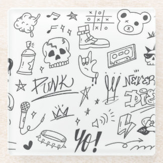 Posavasos De Vidrio Graffiti Doodles: Crítica de la música Punk