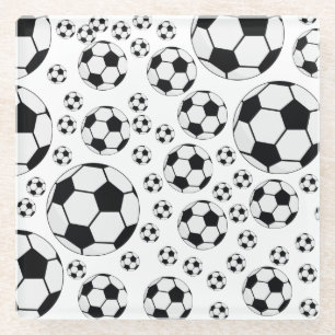 Posavasos De Vidrio Gráfico clásico de balón de fútbol para fanáticos 
