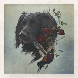 Posavasos De Vidrio Gran Munsterlander con faisán