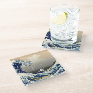 Posavasos De Vidrio Gran Ola frente a Kanagawa y Monte Fuji Mar de Jap