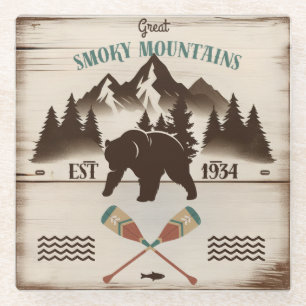 Posavasos De Vidrio Grandes montañas humeantes, oso TN