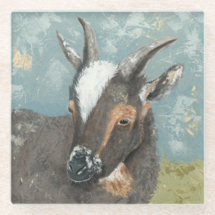 Posavasos De Vidrio Granja de cabra gris vivo