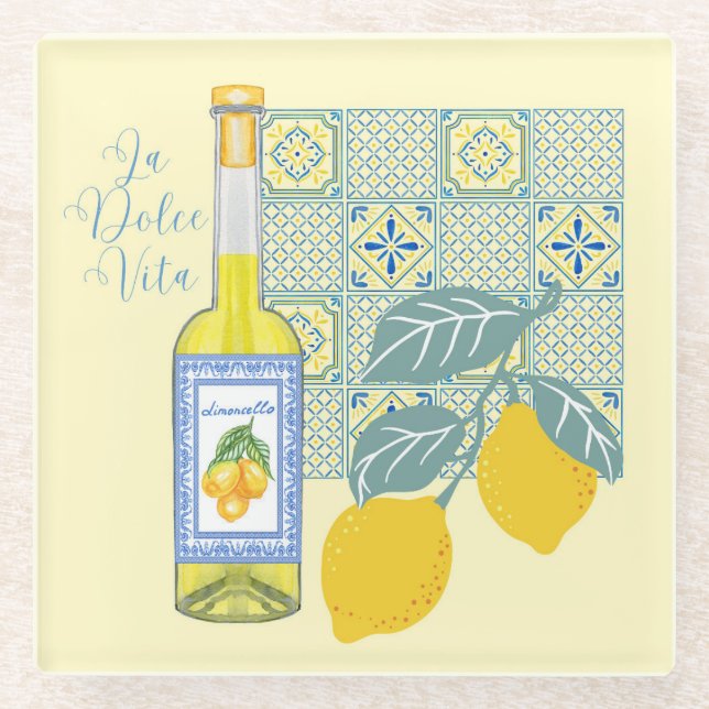 Posavasos De Vidrio Granja de Limones Retro (Anverso)