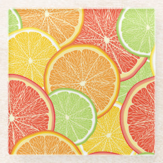 Posavasos De Vidrio Grapefruit y fondo abstracto naranja.