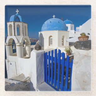 Posavasos De Vidrio Grecia e isla griega de Santorini pueblo de Oia 3