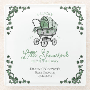 Posavasos De Vidrio Green Lucky Little Shamrock Irish Baby Shower