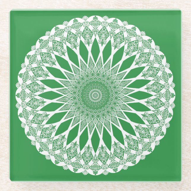 Posavasos De Vidrio Green Seaweed Tristyns Mandala (Anverso)
