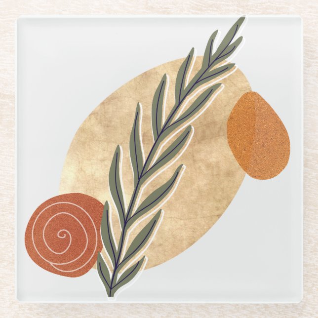 Posavasos De Vidrio Green Stalk Boho (Anverso)